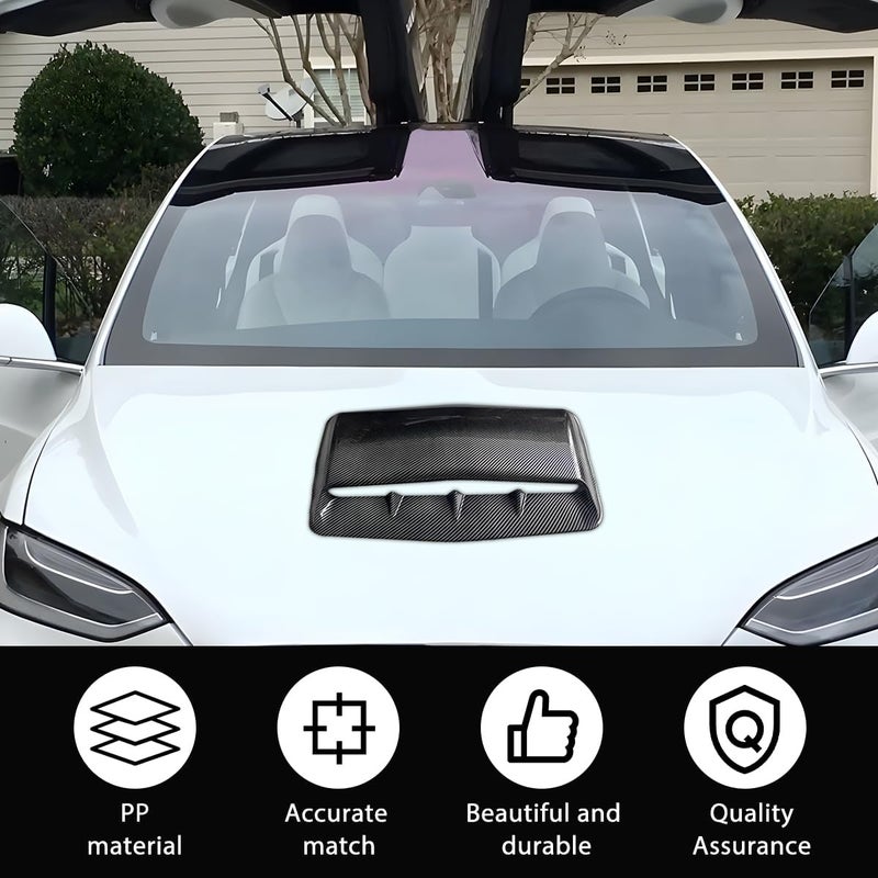 FALVFUN Car Hood Vents, Vehicle Scoop Turbo Bonnet Hood Air Flow Intake Cover, Automotive Exterior Decorative Engine Cooling Intake Vent Trim Accessories, Universal for SUV RV Truck (Carbon Fiber) - Image 3